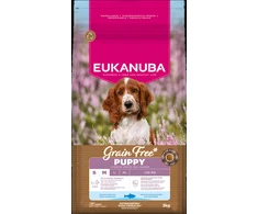 Šunų maistas - EUKANUBA Be grūdų šuniukams mažiems/vidutiniams jūrų žuvies 3kg
