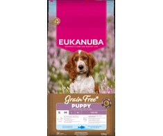 Eukanuba begrūdis Puppy S/M begrūdis sausas maistas mažų ir vidutinių veislių šuniukams su žuvimi, 12 kg