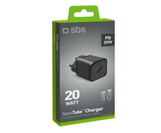 SBS TETRGAN1C20K 20W GaN USB-C laidinis įkroviklis su Power Delivery – juodos spalvos