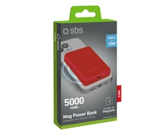 SBS 5000 mAh belaidis magnetic Power Bank raudonos spalvos