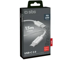 SBS duomenų perdavimo ir įkrovimo kabelis | USB-C į USB-C | 60 W | 1,5 m | pilkas