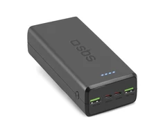 Fast charge power bank: 20,000 mAh, 2 USBs juodos spalvos