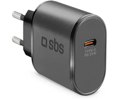 SBS TETR1CPD25 25W USB-C laidinis įkroviklis su Power Delivery – juodos spalvos
