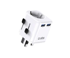 SBS universal travel adapter – EU 2xUSB-A – baltos spalvos