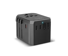 SBS Universal GaN Travel Adapteris 70W 3xUSB-C 2xUSB-A with Case - Juodas