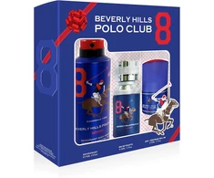 Set Beverly Hills Polo Club: 1982 - Sport 8 Eau De Toilette For Men, 50 ml + 1982 - Sport 8 Anti-Perspirant Dezodorantas Purškiklis For Men, 175 ml + 1982 - Sport 8 Anti-Perspirant Dezodorantas Roll-On For Men, 50 ml