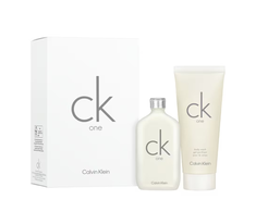 Set Calvin Klein: CK One Eau De Toilette Unisex, 50 ml + CK One Kūno prausiklis For Hair &amp; Body, 100 ml