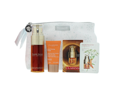 Set Clarins: Double Anti-Ageing Serum For Face, 50 ml + Extra-Firming Energy Anti-Wrinkle Day Kreminis For Face, 15 ml + Double Anti-Aging Eye Serum, 7 vnt. 0.9 ml