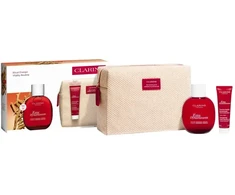 Set Clarins: Eau Dynamisante Eau De Toilette For Women, 100 ml + Eau Dynamisante Energizing Dušo želė For All Skin Types, 30 ml + Clarins GWP Textile Pouch Ivory