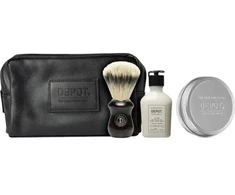 Depot Set Depot: 400 Shave Specifics No. 408, Classic Cologne, Moisturizing, After-Shave Balm, 50 ml + 400 Shave Specifics No. 412, Hydrating, Shaving Soap, 100 g + Accessories No. 731 Luxury, Artificial Fiber, Face Shaving , Brown + The Male Tools,