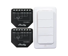 2 žaliuzių/užuolaidų WiFi valdiklių rinkinys „Shelly Shutter“ + BLU RC mygtukas 4