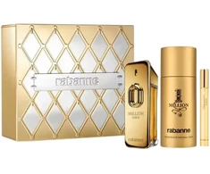 Set Paco Rabanne: Million Gold Eau De Parfum For Men, 100 ml + Million Gold Eau De Parfum For Men, 10 ml + 1 Million Anti-Perspirant Dezodorantas Purškiklis For Men, 150 ml