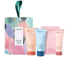 Set Payot: Nue makiažo valiklis Gel, 50 ml + Source Adaptogen Hydrating Kreminis For Face, 30 ml + Rituel Douceur Hydrates Losjonas kūnui Body, 25 ml + Roselift Lifting Eye Patch, 2 vnt., 2 g
