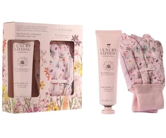 Set The Luxury Bathing Company: Wildflowers Moisturizing Hand Kreminis, 100 ml + Wildflowers Gardening Synthetic Gloves For Women, 2 vnt.