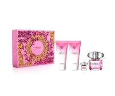 Versace Bright Crystal komplektas tualetinio vandens purškiklis 90 ml + tualetinis vanduo 5 ml + dušo želė 100 ml + kūno losjonas 100 ml