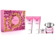 Versace Bright Crystal komplektas tualetinio vandens purškiklis 90 ml + tualetinis vanduo 5 ml + dušo želė 100 ml + kūno losjonas 100 ml