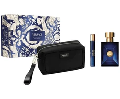 Versace: Dylan Mėlyna, tualetinis vanduo, vyrams, 100 ml + Dylan Mėlyna, tualetinis vanduo, vyrams, 10 ml + Versace, su užtrauktuku, GWP tekstilinis dėklas, juodas
