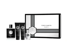 Set Vince Camuto: Virtu Eau De Toilette For Men, 100 ml + Virtu Eau De Toilette For Men, 15 ml + Virtu Moisturizing After-Shave Balm, 90 ml + Virtu Dušo želė Body, 90 ml