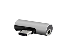 TelForceone Setty adapteris USB-C - garso lizdas 3,5 mm + USB-C AD-C-JC-7 sliver