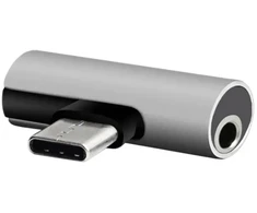 TelForceone Setty adapteris USB-C - garso lizdas 3,5 mm + USB-C AD-C-JC-7 sliver