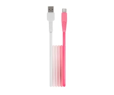Telforceone Setty cable USB - USB-C 1,5 m 3A KGA-C-1.5320 baltas-pink gradient