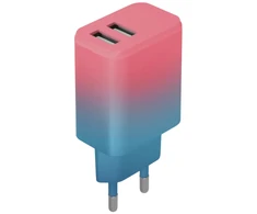 „Telforceone Setty“ įkroviklis 2x USB 18W LSIG-AA-20 turkio-rožinės spalvos gradientas