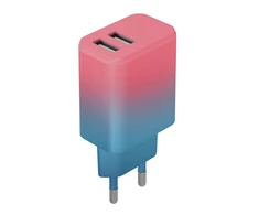 „Telforceone Setty“ įkroviklis 2x USB 18W LSIG-AA-20 turkio-rožinės spalvos gradientas