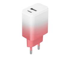 Telforceone Setty charger USB + USB-C 20W LSIG-AC-20 baltas-pink gradient