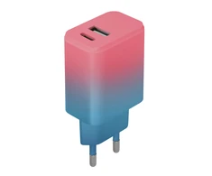„Telforceone Setty“ įkroviklis USB + USB-C 20W LSIG-AC-20 turkio-rožinės spalvos gradientas