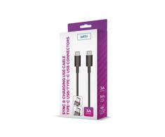 Telforceone Setty kabelis USB-C - USB-C 1,0 m 3A juodas