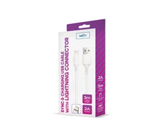 TelForceone "Setty" kabelis USB - "Lightning" 3,0 m 2A baltas NAUJIENA