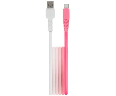 Telforceone Setty USB - USB-C kabelis 1,5 m 3A KGA-C-1.5320 baltas-rožinis gradientas