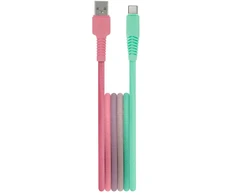Telforceone Setty USB - USB-C kabelis 1,5 m 3A KGA-C-1.5320 turkio-rožinės spalvos gradientas
