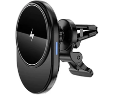 Telforceone Setty MagSafe automobilio laikiklis ventiliacijos grotelėms su indukciniu įkrovimu, ovalus LED, MS juodas QMUS-K-01