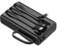 Setty išorinė baterija 10000 mAh su laidais SPB-LC-210 juoda