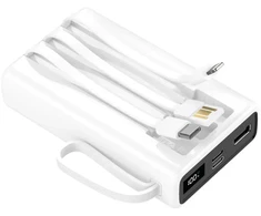 Setty išorinė baterija 10000 mAh su laidais SPB-LC-210 balta