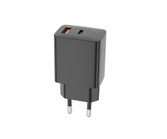 Telforceone Alogy Setty kroviklis jungiama į tinklą USB-A + USB-C PD/QC 30W juoda + kabelis USB-C 1m RLSK-AC-01 juoda