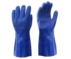 SG Cimdi PVC 30cm ar neslīdošu pārkl. zilas 10.izm.