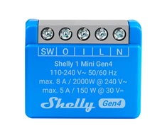 Shelly 1 Mini Gen4 1 kanalo relė 8A (WiFi, Bluetooth, Zigbee, Matter)