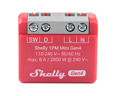 Shelly 1PM Mini Gen4 1 kanalo relė 8A (WiFi, Bluetooth, Zigbee, Matter)
