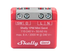 Shelly 1PM Mini Gen4 1 kanalo relė 8A (WiFi, Bluetooth, Zigbee, Matter)