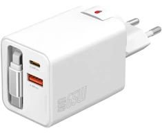 4smarts Flex Jojo kelioninis įkroviklis | 65W | PD, GaN | USB-C, USB-A | baltas