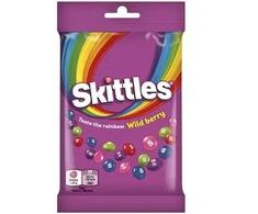 Kramtomieji saldainiai SKITTLES, Wild Berry laukinių uogų skonio traškiame cukraus glajuje, 95g