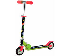 Bimbo Bike Vaikiškas paspirtukas 12" su reguliuojamu T-BAR "COSMOS", žalias raudonas