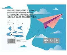 Smlt Krāsains papīrs, divpusējs, A4, 8 loksnes, 80gsm