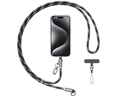 Dėklas Virvelė telefonui su įkrovimo kabeliu Usams SJ745 60W USB-C į USB-C 1.2m juodos spalvos
