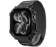 SPIGEN ATHLEX AIR + RUGGED ARMOR APPLE WATCH 10 / 11 / 12 (46 MM) aktyvi juoda/pilka