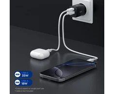Įkroviklis Spigen Essential 35W Wall Charger EE352EU, juodas