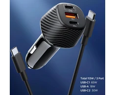 Spigen Essential 113W automobilinis įkroviklis EV1133, juodas