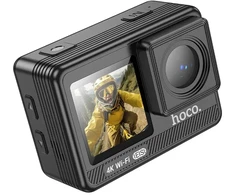 Sportinė kamera Hoco su dviem ekranais, 1,3" + 2" su stabilizatoriumi ir IPS matrica, 4K/30 kadrų per sekundę, DV102, juodas